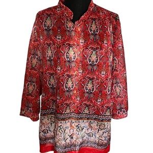Vintage 70-80s Lady Winn California by Teddi Blouse Womens Floral Sz 42  Boho